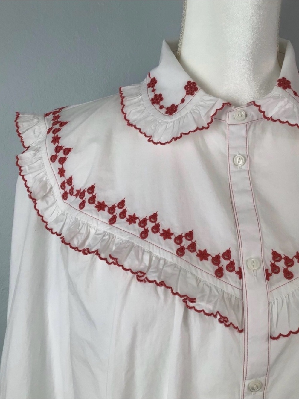 Polo Ralph Lauren Western Floral Embroidered Button-Down Shirt Red White Cotton - Picture 11 of 16